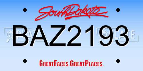 BAZ2193 South Dakota License Plate