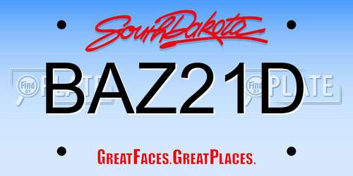 BAZ21D South Dakota License Plate