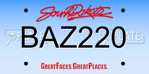 BAZ220 South Dakota License Plate