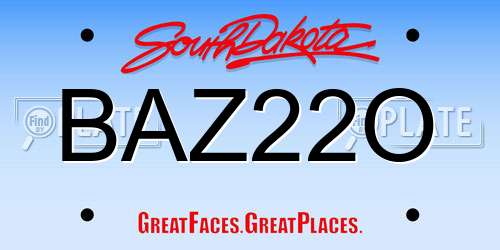 BAZ22O South Dakota License Plate