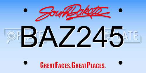 BAZ245 South Dakota License Plate