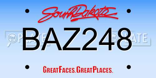 BAZ248 South Dakota License Plate