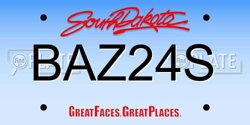 BAZ24S South Dakota License Plate