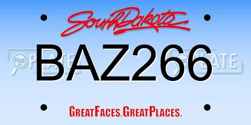 BAZ266 South Dakota License Plate
