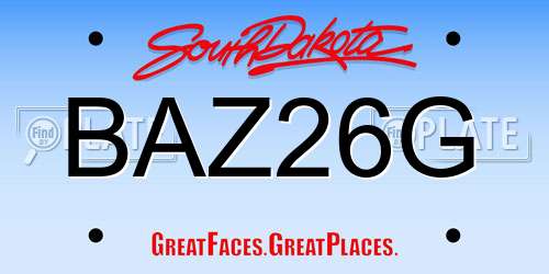 BAZ26G South Dakota License Plate