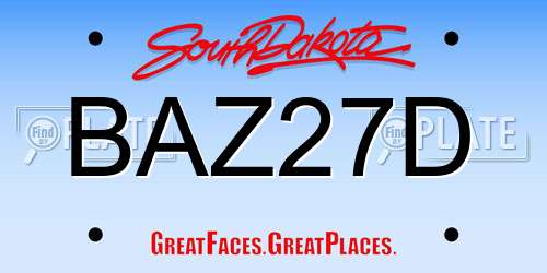 BAZ27D South Dakota License Plate