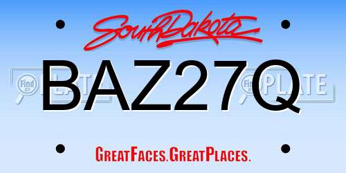 BAZ27Q South Dakota License Plate