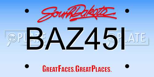 BAZ45I South Dakota License Plate