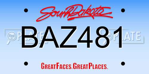 BAZ481 South Dakota License Plate