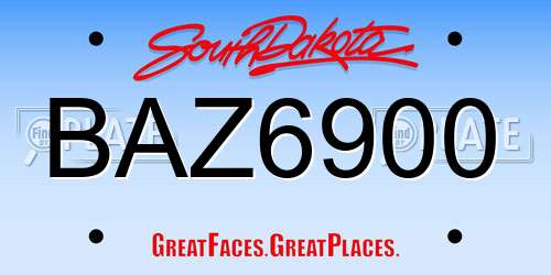 BAZ6900 South Dakota License Plate
