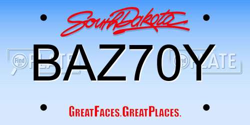 BAZ70Y South Dakota License Plate