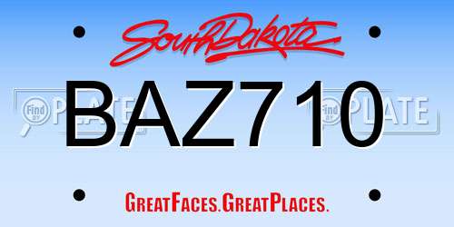 BAZ710 South Dakota License Plate