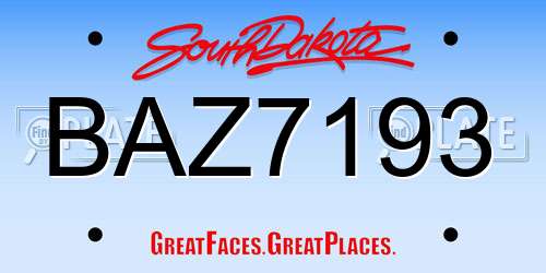 BAZ7193 South Dakota License Plate