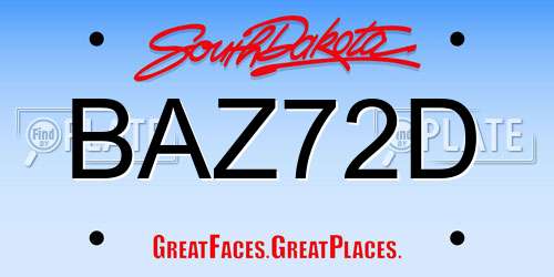 BAZ72D South Dakota License Plate