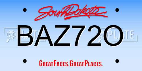 BAZ72O South Dakota License Plate