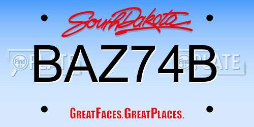 BAZ74B South Dakota License Plate