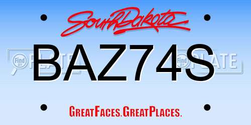 BAZ74S South Dakota License Plate
