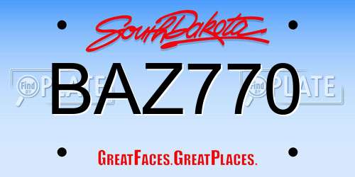 BAZ770 South Dakota License Plate