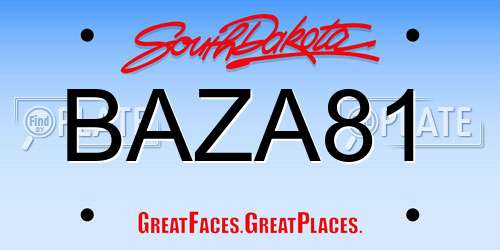 BAZA81 South Dakota License Plate
