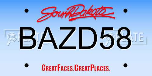 BAZD58 South Dakota License Plate