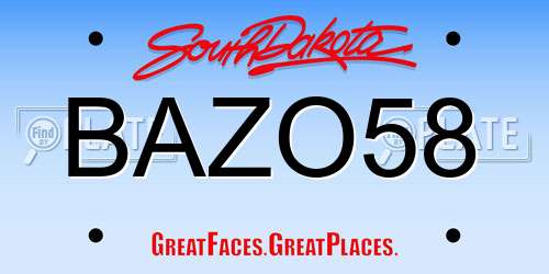 BAZO58 South Dakota License Plate