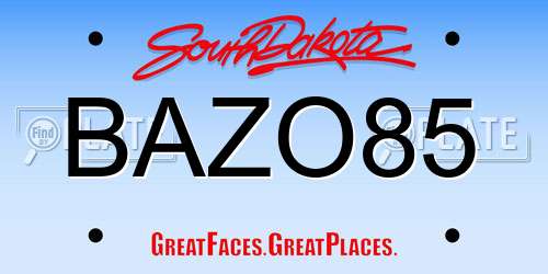 BAZO85 South Dakota License Plate