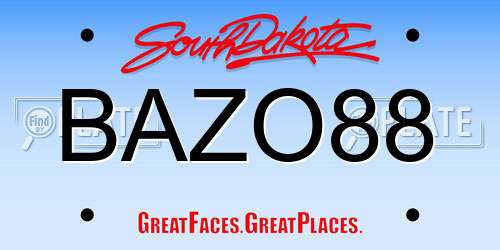 BAZO88 South Dakota License Plate