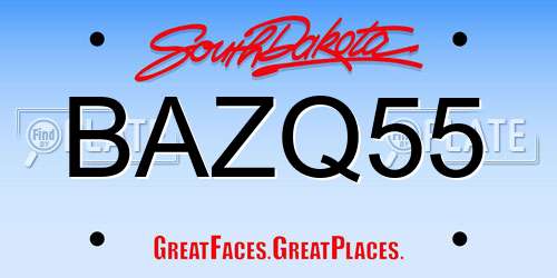 BAZQ55 South Dakota License Plate