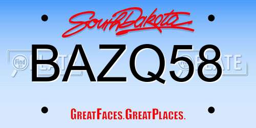 BAZQ58 South Dakota License Plate