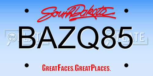 BAZQ85 South Dakota License Plate