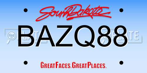 BAZQ88 South Dakota License Plate