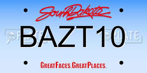 BAZT10 South Dakota License Plate