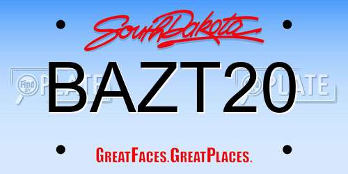 BAZT20 South Dakota License Plate