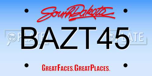 BAZT45 South Dakota License Plate