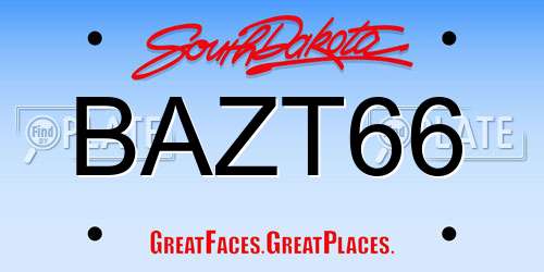 BAZT66 South Dakota License Plate