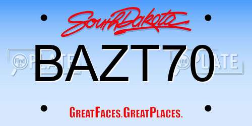 BAZT70 South Dakota License Plate
