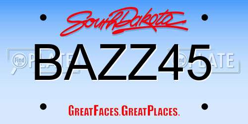 BAZZ45 South Dakota License Plate