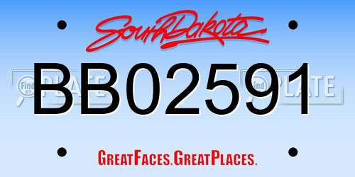 BB02591 South Dakota License Plate