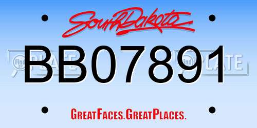 BB07891 South Dakota License Plate