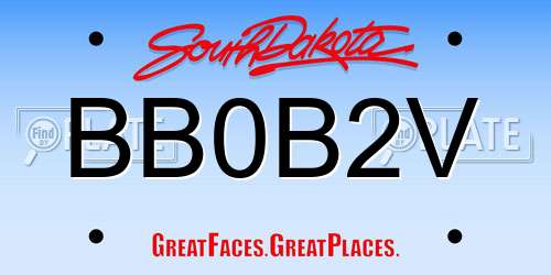 BB0B2V South Dakota License Plate