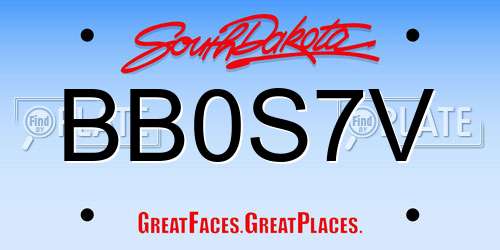 BB0S7V South Dakota License Plate