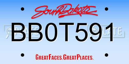 BB0T591 South Dakota License Plate
