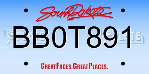 BB0T891 South Dakota License Plate
