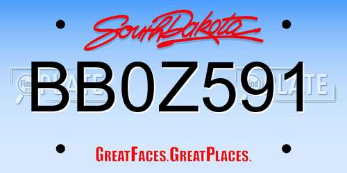 BB0Z591 South Dakota License Plate