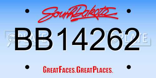 BB14262 South Dakota License Plate