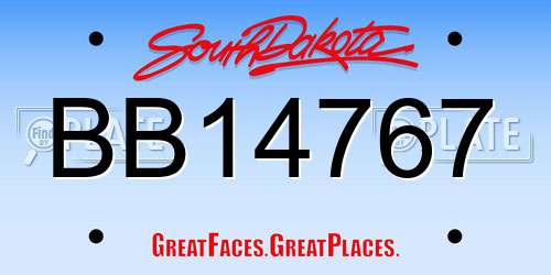 BB14767 South Dakota License Plate