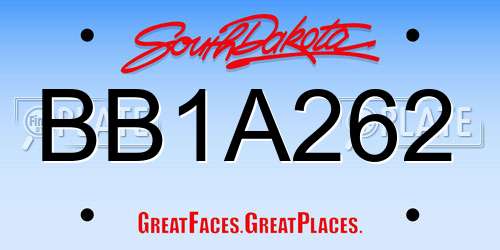 BB1A262 South Dakota License Plate
