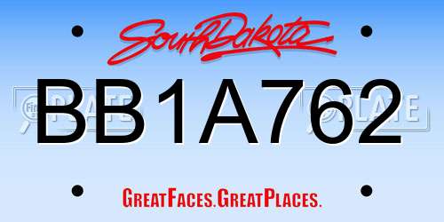 BB1A762 South Dakota License Plate