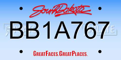BB1A767 South Dakota License Plate