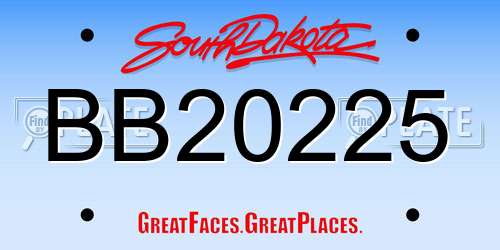 BB20225 South Dakota License Plate
